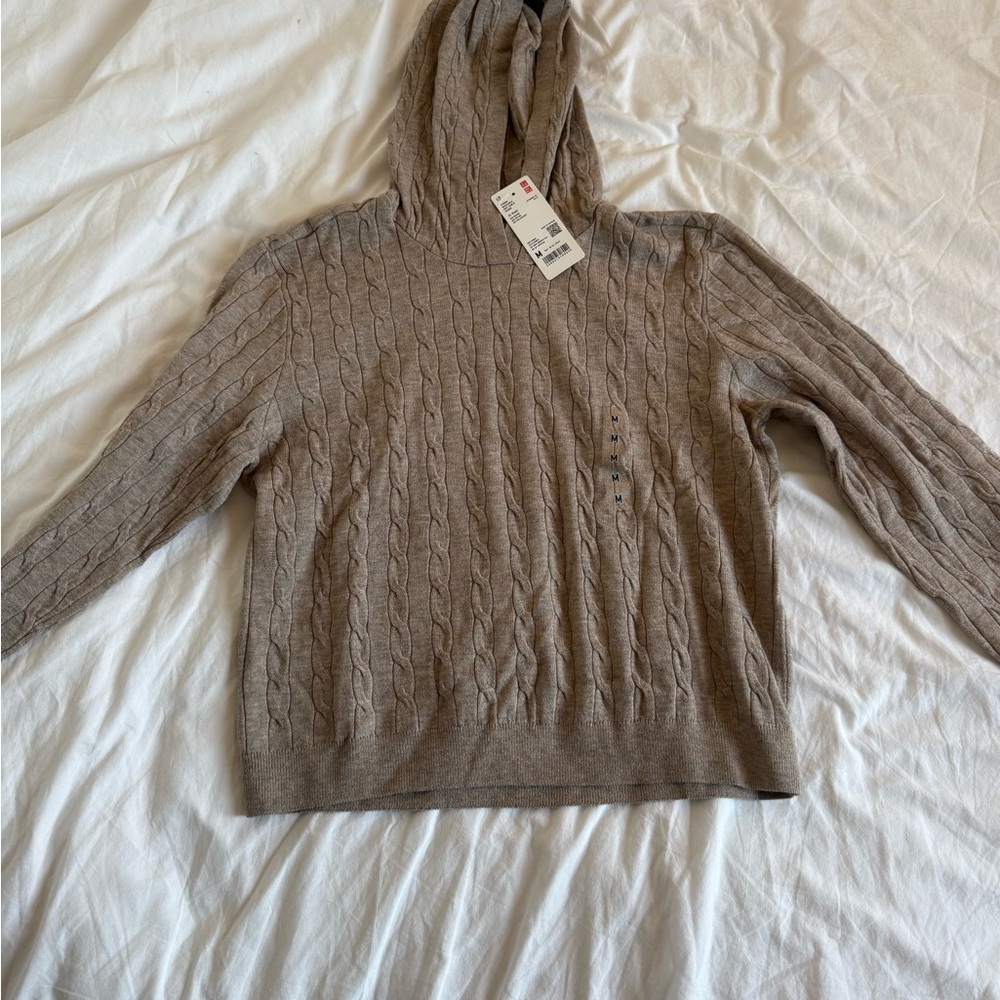 Women’s Cable Knit Hoodie Sweater - Brown